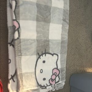 Sanrio Gray and White Hello Kitty Blanket